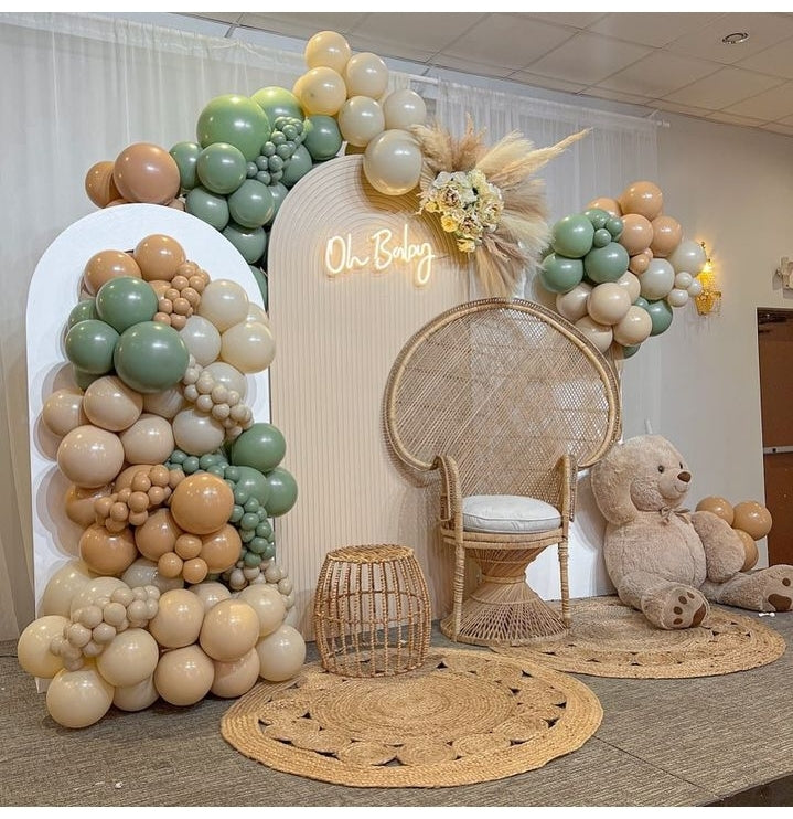 Boho Baby shower theme with two backdrops and chair | Orlando Party Express
