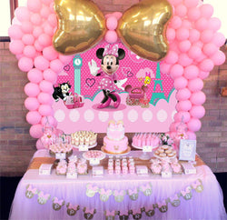 Minnie balloons arch with ears and gold ribbon décor Package