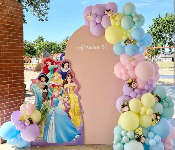 Princess theme birthday decor with chiara wall