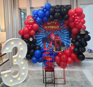 Spider Man decor with round backdrop and number
