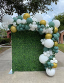 Grass Rectangular backdrop and half balloons arch