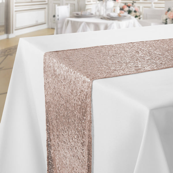 Glitz Sequin Table Runner  Blush Rose Gold Rental