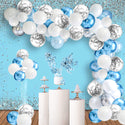 Rectangular backdrop half balloons arch & white cylinders