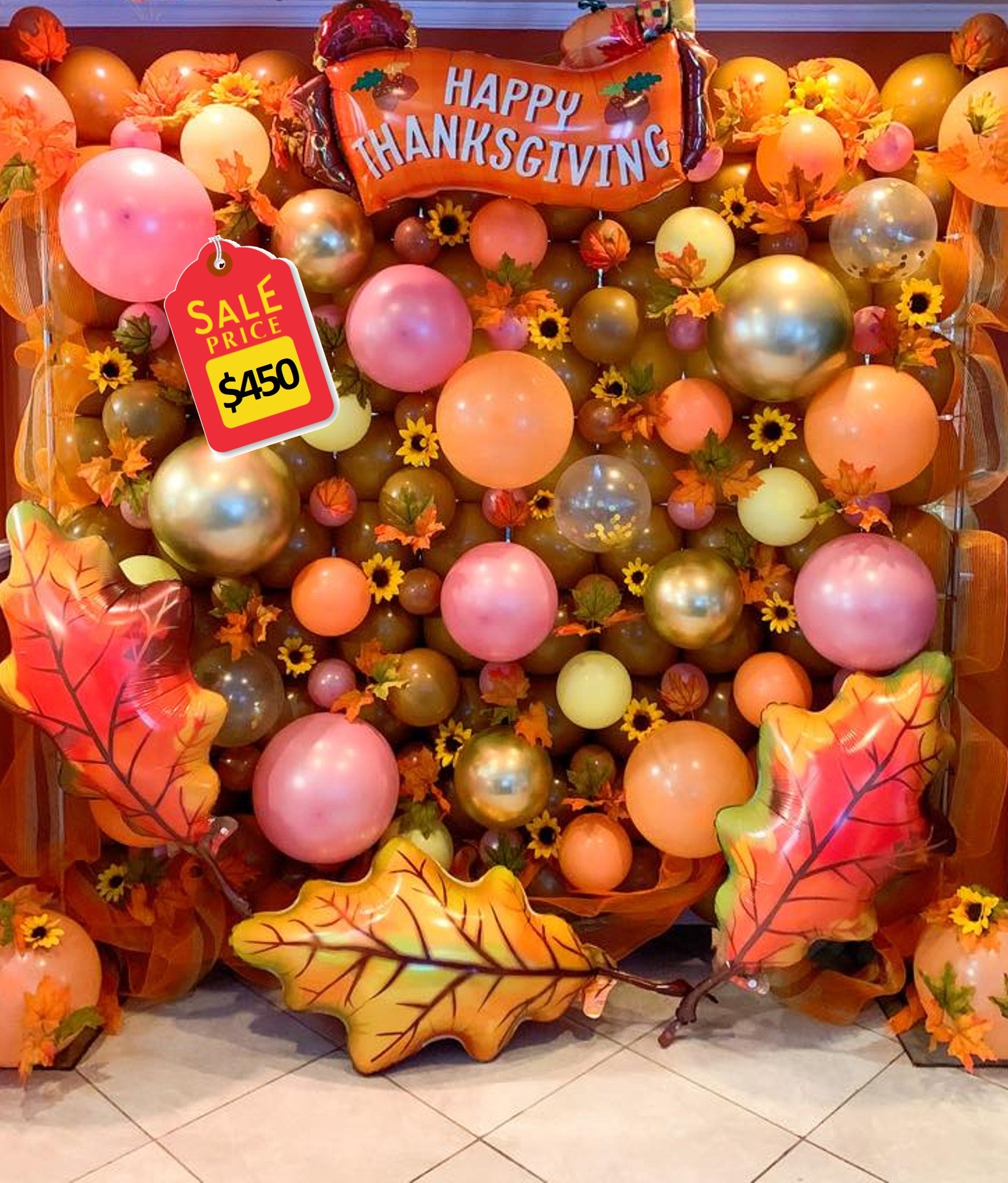 Balloons wall thanksgiving decoration Orlando Party Express