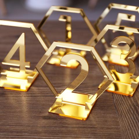 Gold Acrylic Geometric Numbers 1-10