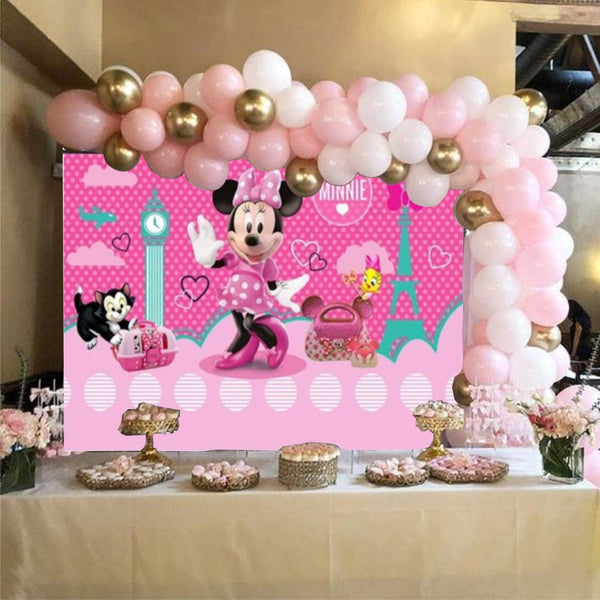 Minnie in the city and balloons arch Décor Package