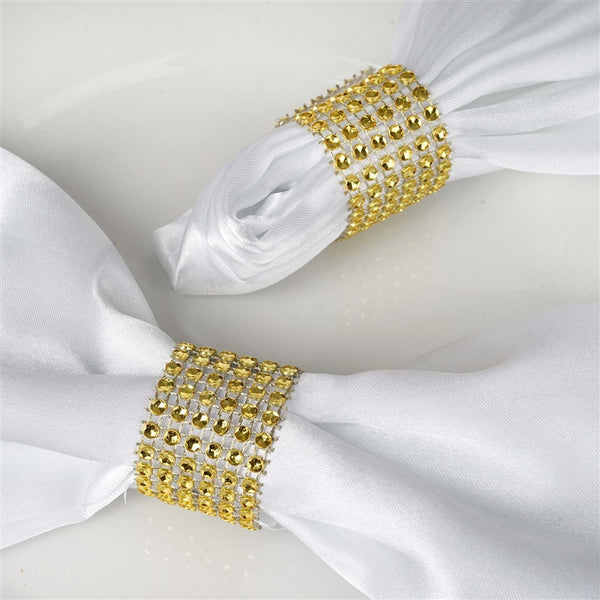 Gold  Napkin Ring with Diamond Rhinestone and Velcro Rental