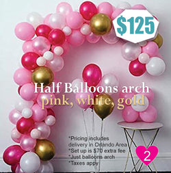 Half Balloons arch pink gold white