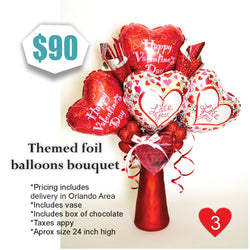 Valentines Love themed foil balloons bouquet