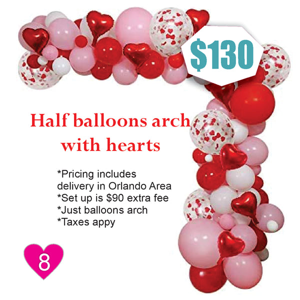 Half Balloons arch with hearts