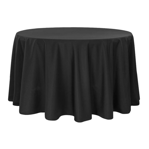 Black 108 inches Round Tablecloth Rental