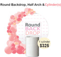 Round backdrop half balloons arch & cylinders