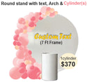 Round white backdrop custom text cylinders half arch