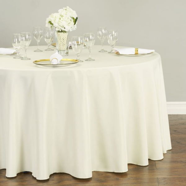 Ivory 108 inches Round Tablecloth Rental