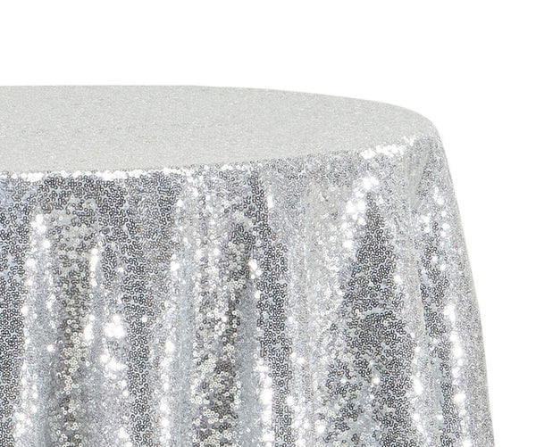 Sequin Round Silver Tablecloth Rental